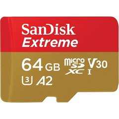 Карта пам'яті SanDisk microSD 64GB C10 UHS-I U3 R170/W80MB/s Extreme V30 + SD