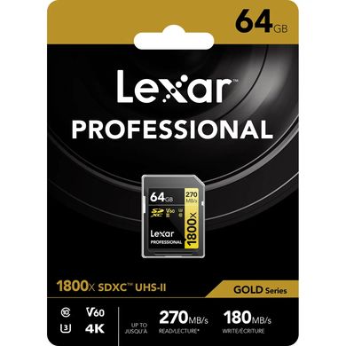 Карта пам'яті Lexar 64GB Professional 1800x UHS-II SDXC