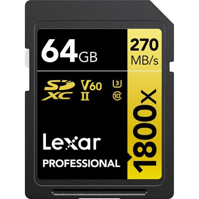 Карта памяти Lexar 64GB Professional 1800x UHS-II SDXC