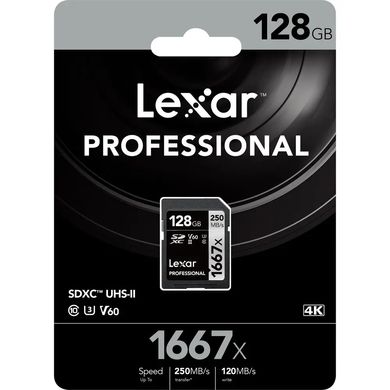 Карта памяти Lexar 128GB Professional 1667x UHS-II SDXC