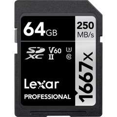 Карта памяти Lexar 64GB Professional 1667x UHS-II SDXC