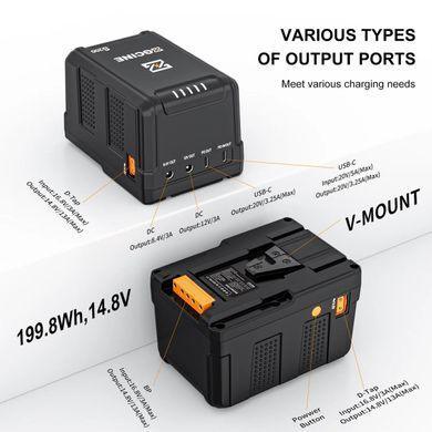 Аккумулятор ZGCINE S200 (200Wh) V-Mount Battery USB-C PD in/out Fast Charging (ZG-S200)