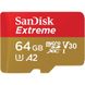 Карта памяти SanDisk microSD 64GB C10 UHS-I U3 R170/W80MB/s Extreme V30 + SD